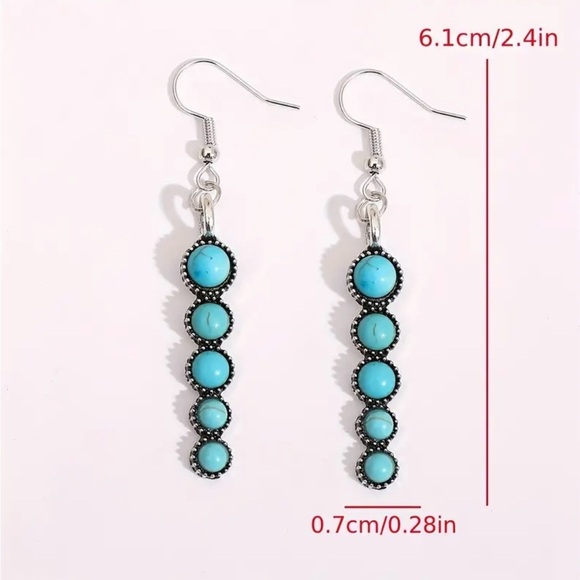 Drop Turquoise Earrings Dangle western earrings BOHO turquoise jewelry trendy - Picture 6 of 6